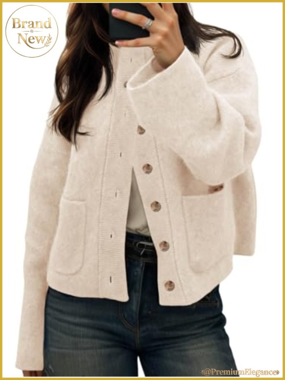 Chunky Knit Cardigan Sweater with Button Front and Pockets
